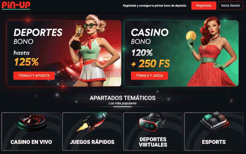 Captura de pantalla del sitio web oficial de Pin Up Casino